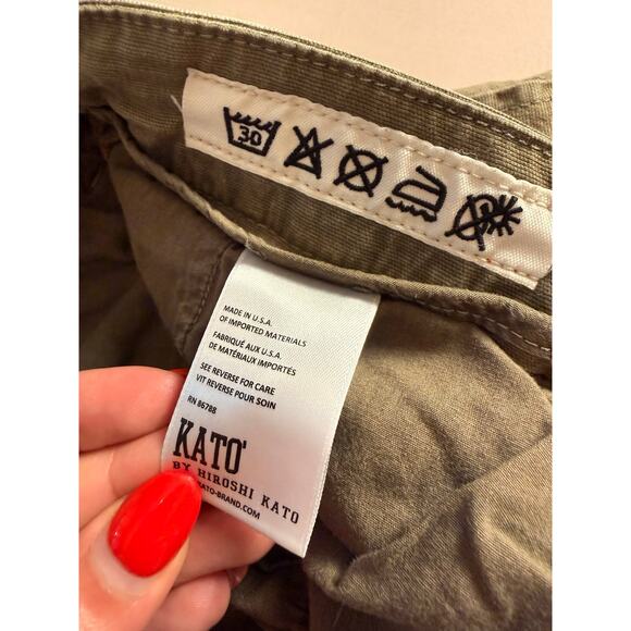 Hiroshi Kato Navy Nail Stretch Cargo Pants — 34 (Dark Green) - Picture 12 of 16